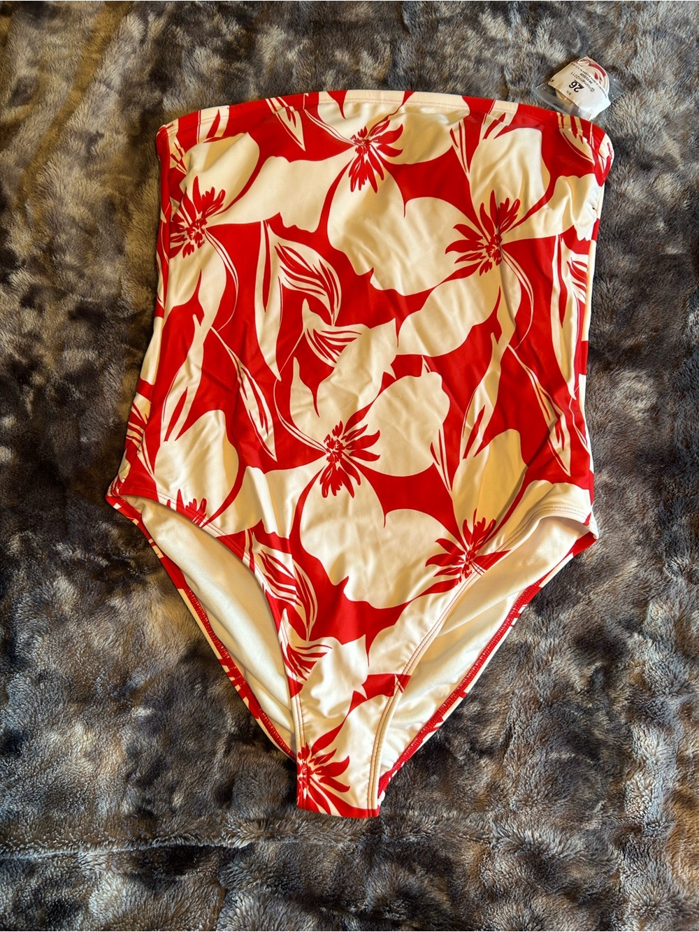 Red & White Floral One-Piece Swimsuit